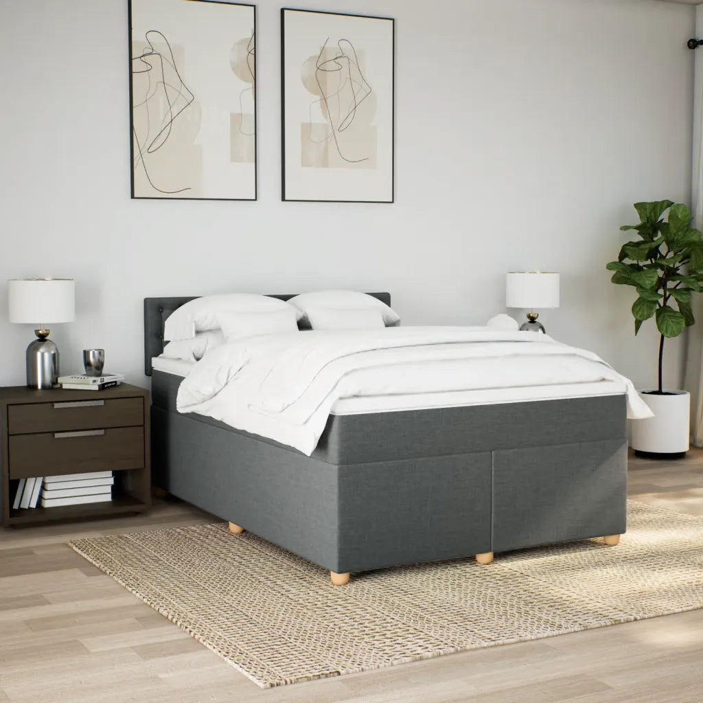 Giroletto a Molle con Materasso Grigio Scuro 140x200cm Tessuto