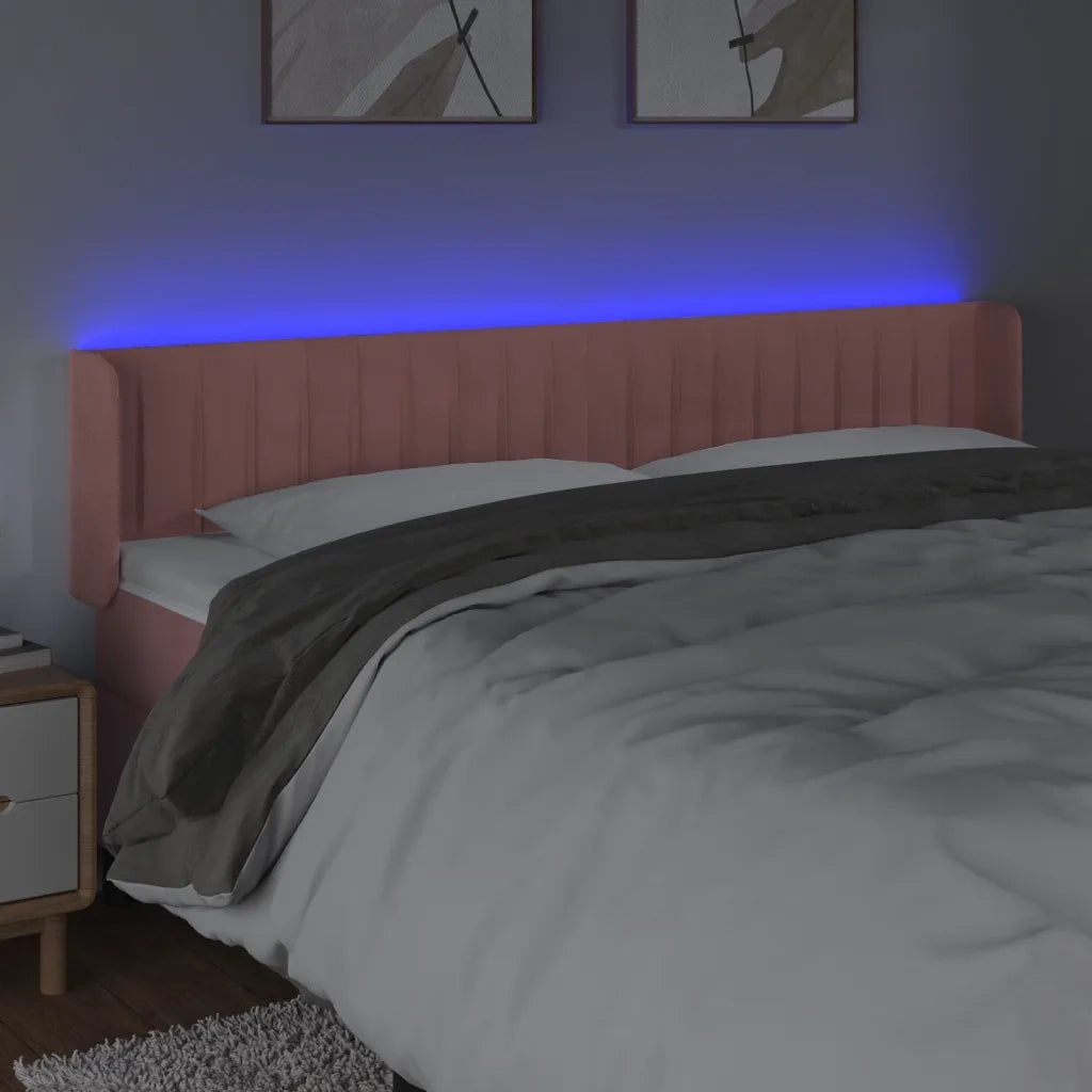 Testiera a LED Rosa 183x16x78/88 cm in Velluto 3123539