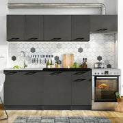 Cucinino Elettrodomestici non inclusi, Rostas, Cucina Modulabile, Nero Antracite