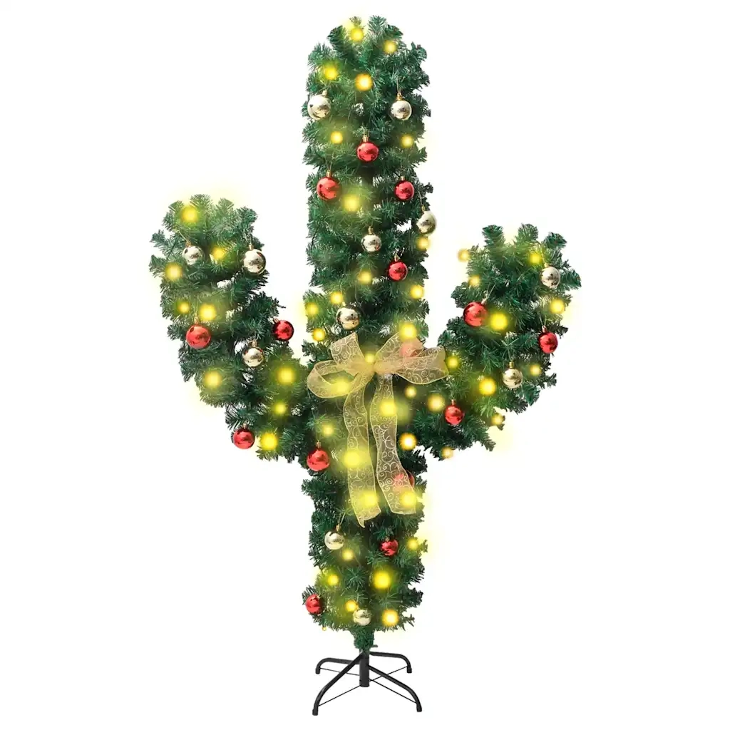 Cactus di Natale con Base e LED Verde 180 cm PVC CFW5848083