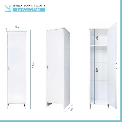 Colonna multiuso 180 cm in PVC con ripiano e vano porta scope Kandy