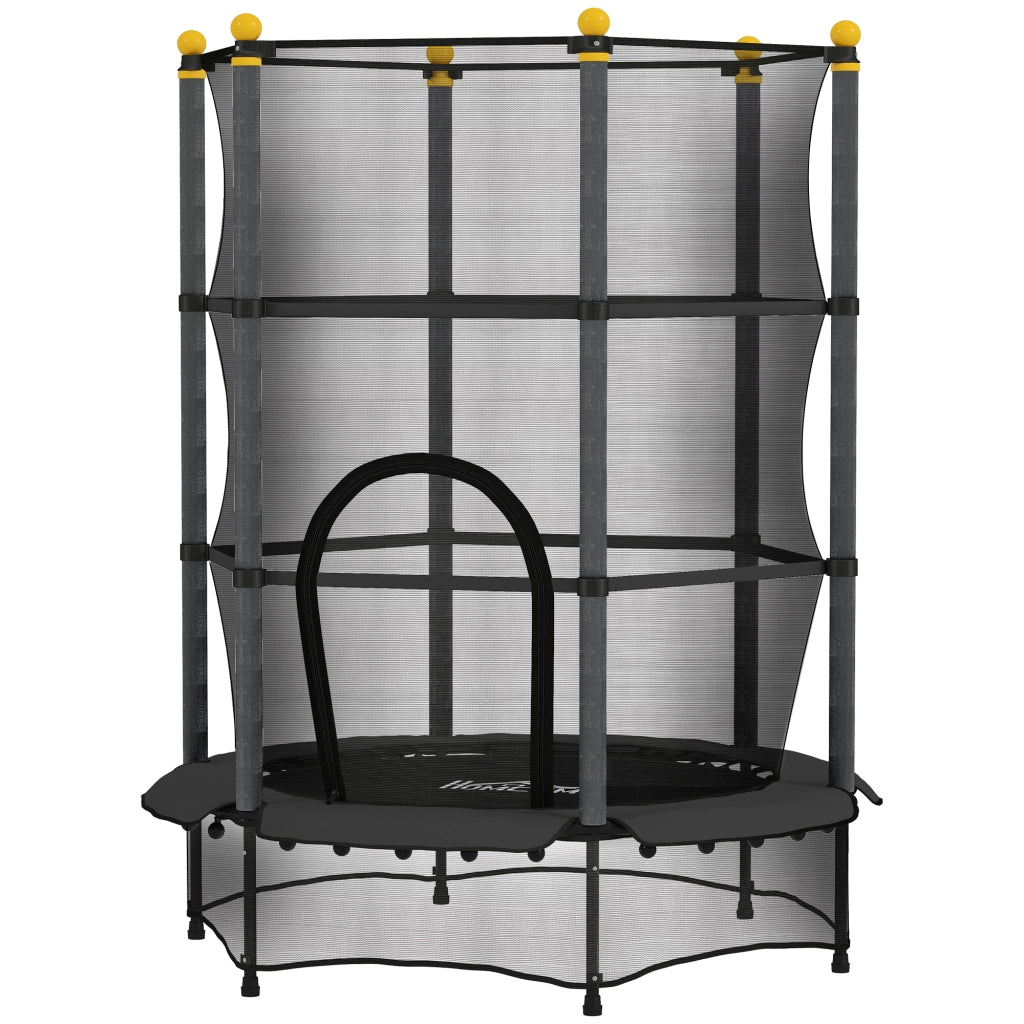 Trampolino per Bambini ¨C Xylo ¨C ?140 cm con rete di sicurezza, acciaio e plastica, portata 50 kg, nero