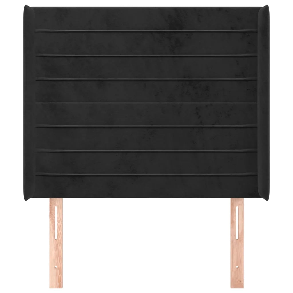 Testiera ad Orecchio-Testata con Orecchie Nera 93x16x118/128 cm in Velluto 761463