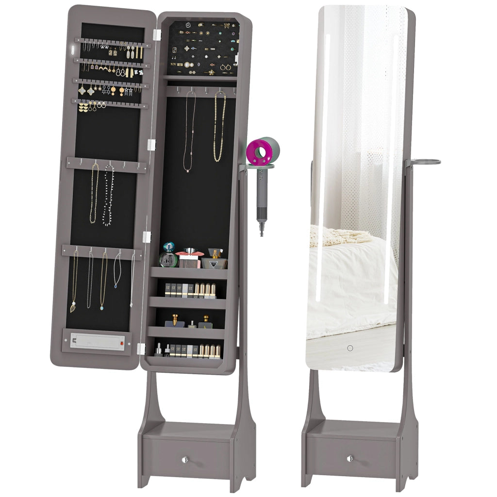 Armadio Gioielli con Luci LED e Specchio ¨C Minimal ¨C Grigio