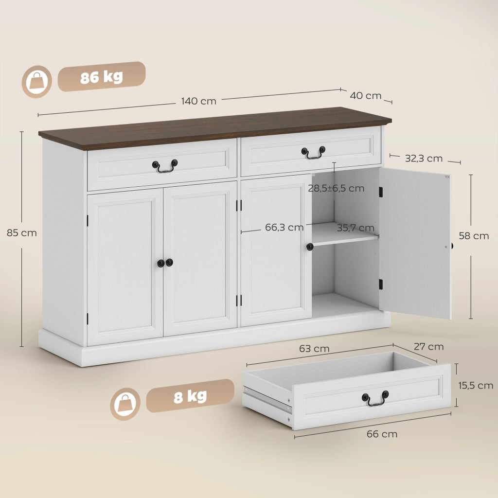 Credenza ¨C zephmum ¨C bianco e marrone 140x40x85cm