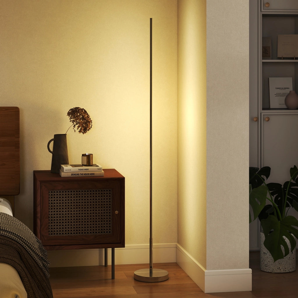 Lampada da terra LED dimmerabile ¨C Xylo ¨C con telecomando e interruttore a pedale, ?20x150cm, argento