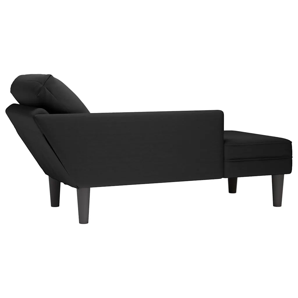 Sdraio con Cuscino e Bracciolo Destro in Velluto Nero 4009812