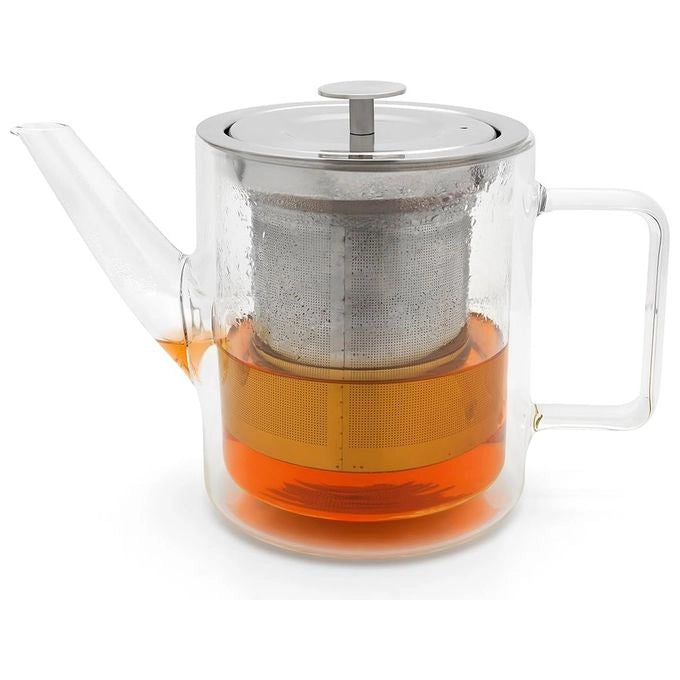 Bredemeijer 165024 Duo San Remo Teiera in Vetro Borosilicato a Doppia Parete 1 L con Filtro in Acciaio Inox colore Trasparente