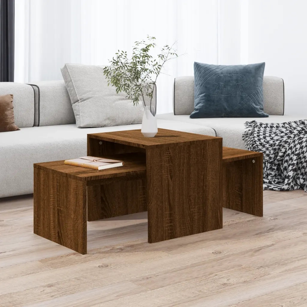 Set Tavolini Salotto Rovere Marrone 100x48x40 cm Multistrato 815548
