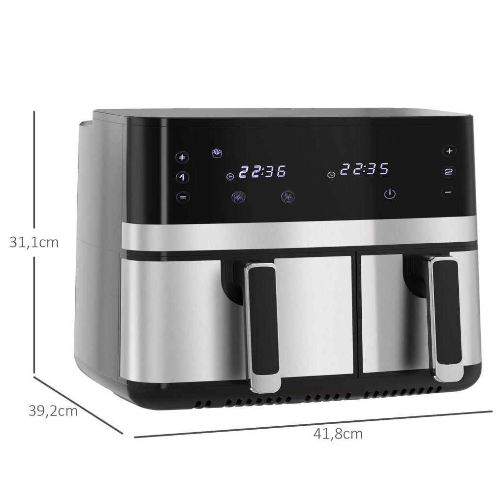 Friggitrice ad aria 2700W ¨C Xylo ¨C 8 programmi, 41,8x39,2x31,1 cm, nero e argento