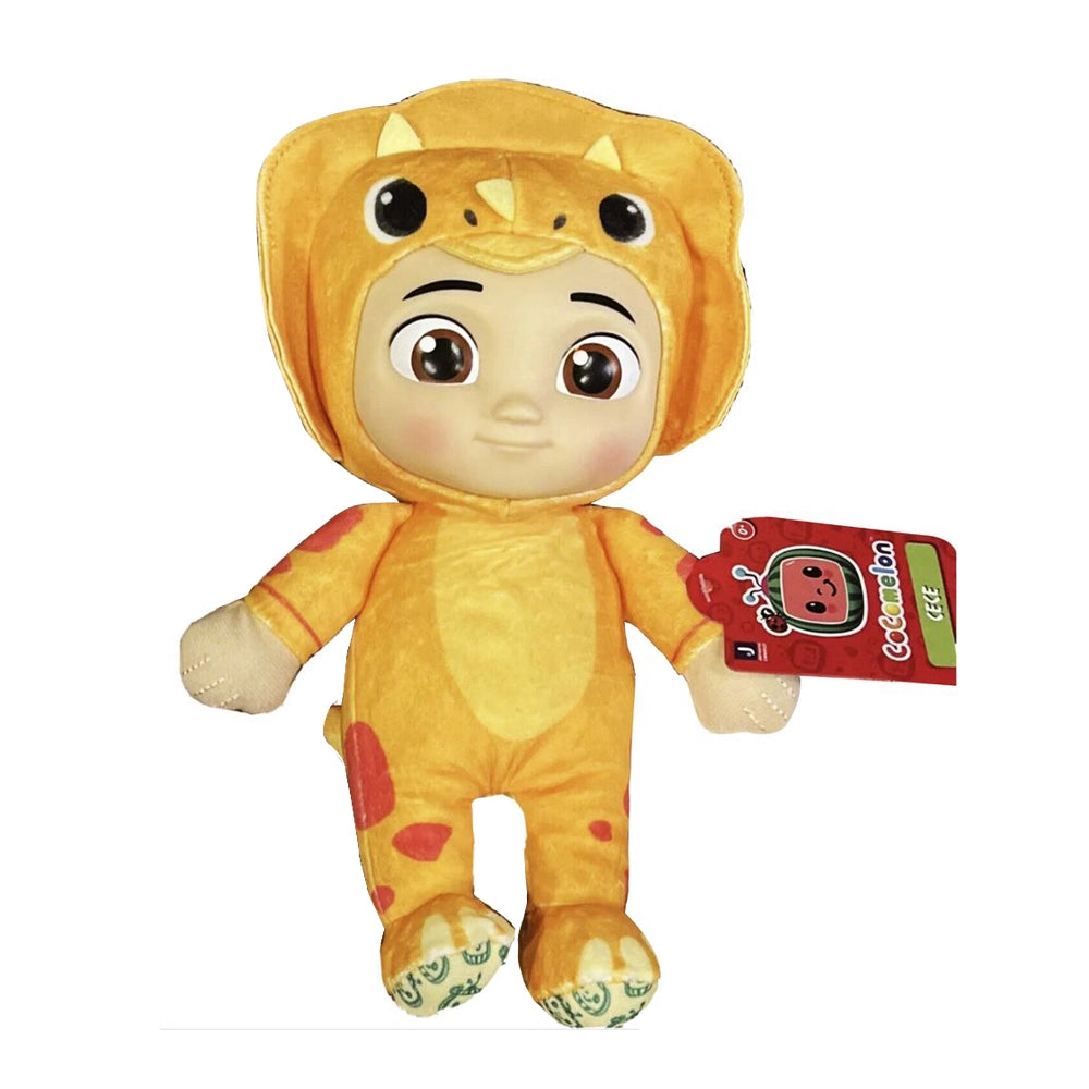 Cocomelon-Peluche Cece costume dinosauro, 20 cm