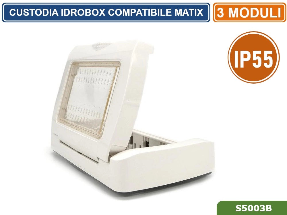 PLACCA COPERTURA STAGNA 3M  IDROBOX 3 MODULI BIANCA IP55 COMPATIBILE SERIE BTICINO MATIX