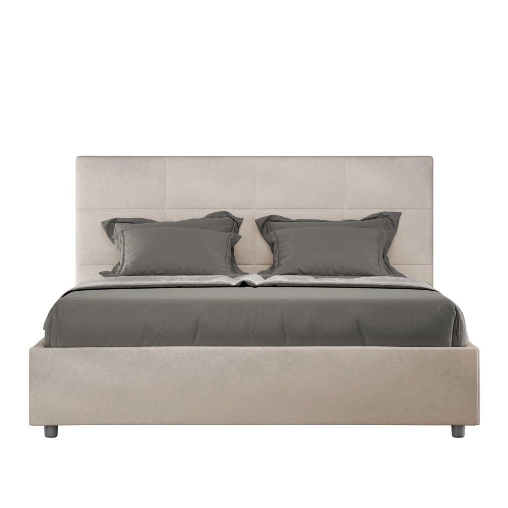 ityhome Letto matrimoniale king size con rete imbottito 170x190 microfibra sabbia Mika