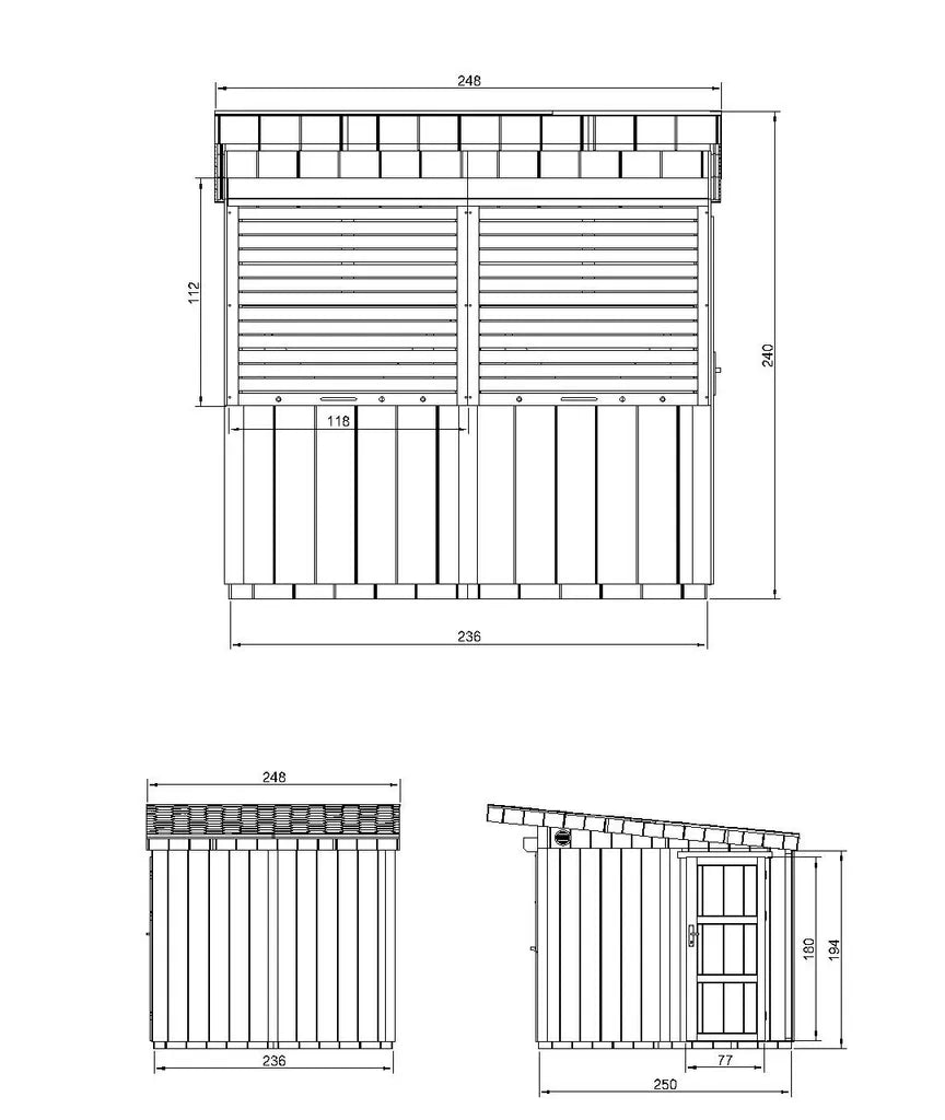 Chiosco esterno PREMIUM - 5,9m?² - H240x248x305 cm - Costruzione pannello PREMIUM - Timbela M950-CAVERN STEEL