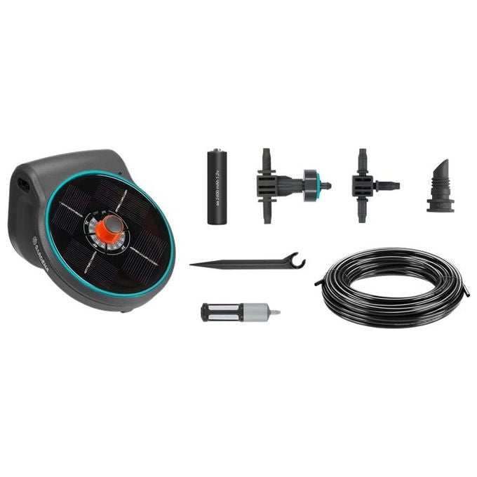 Gardena AquaBloom Set Irrigazione a Goccia Solare Automatica fino a 20 piante 14 programmi tubo 20 m colore Grigio