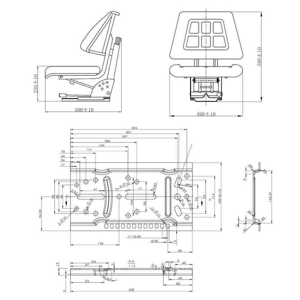 Tractor Seat With Suspension, Black