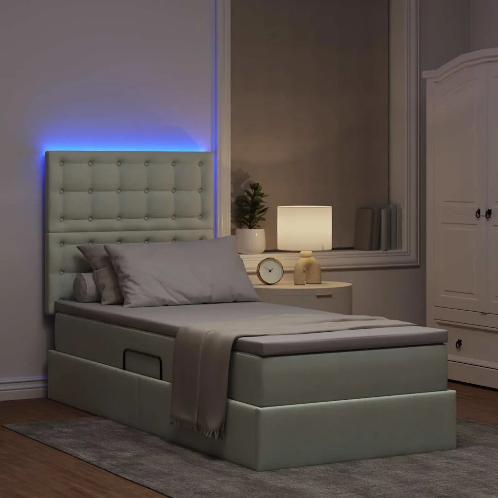 Letto con contenitore e LED Grigio chiaro 90 x 200 cm Velluto