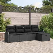 Set Divano da Giardino con cuscino 5 pcs Nero Poly Rattan 3360394
