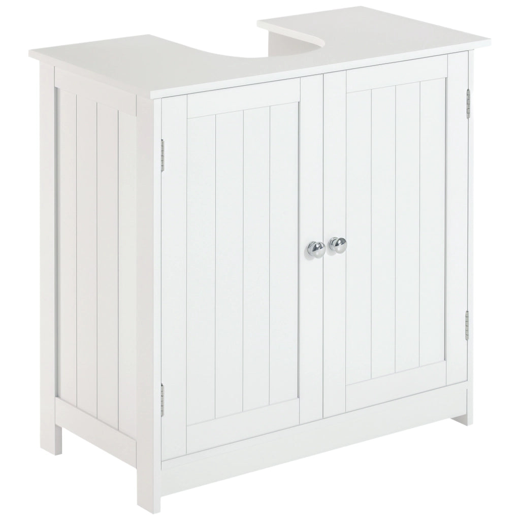 Mobile Sottolavabo Bagno con 2 Ante e Ripiano Regolabile ¨C Minimal ¨C Bianco 60x30x60 cm