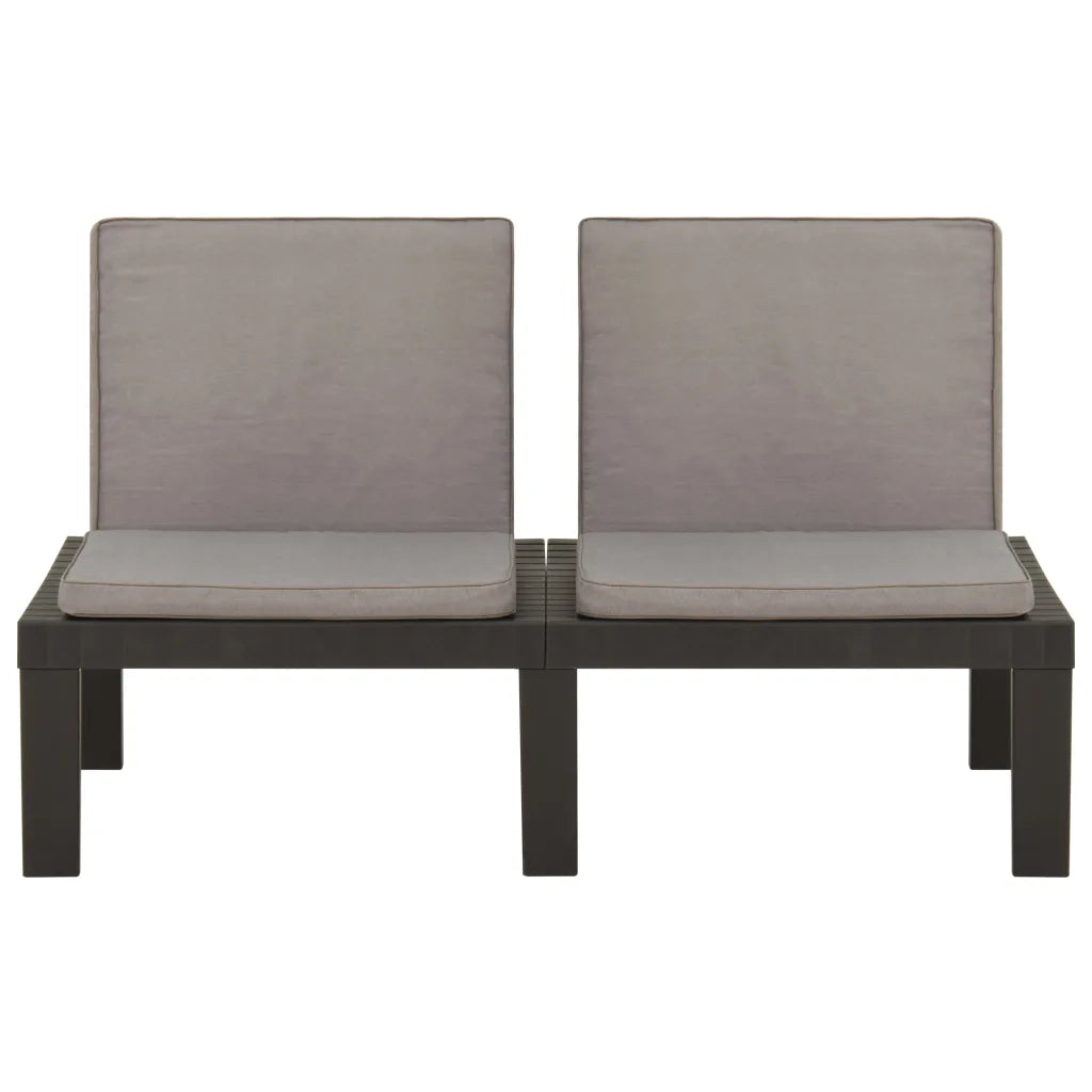 Set Divani da Giardino con Cuscini 3 pz in Plastica Grigio