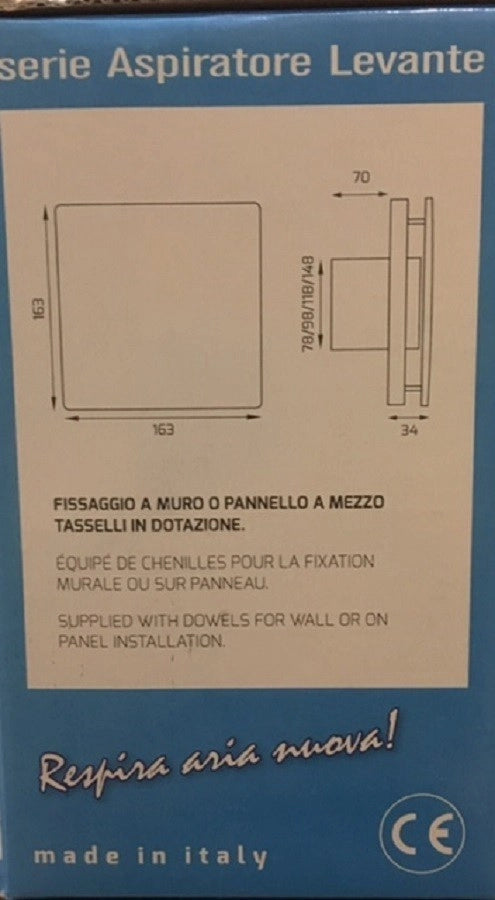 ASPIRATORE ELETTRICO A MURO FUMO ODORI ELEGANCE AUTOMATICO PER CUCINA BAGNO