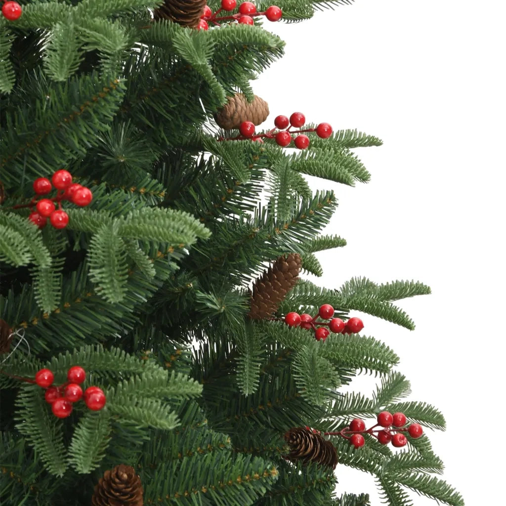 Albero Natale Artificiale Incernierato con Pigne e Bacche 180cm 358376