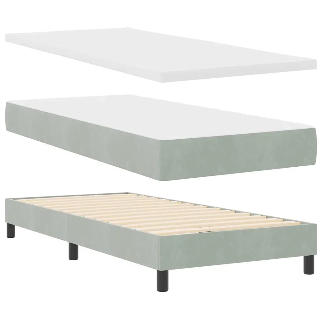 Letto a molle con materasso Grigio chiaro 90 x 190 cm Velluto 3339074
