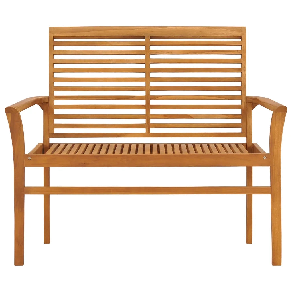 Panchina da Giardino | Panca da Giardino con Cuscino Blu 112 cm in Legno di Teak