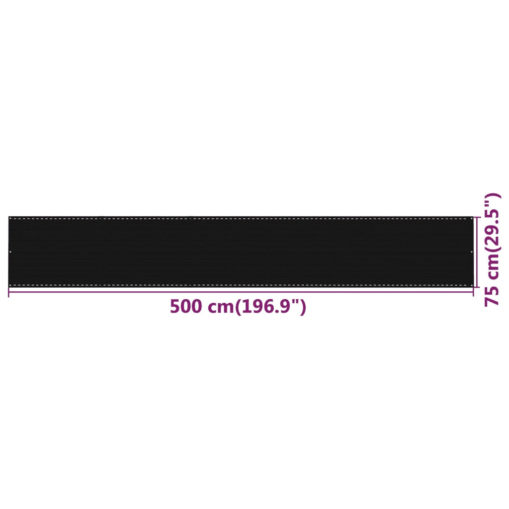Schermo da balcone | Paravento da Balcone Nero 75x500 cm in HDPE