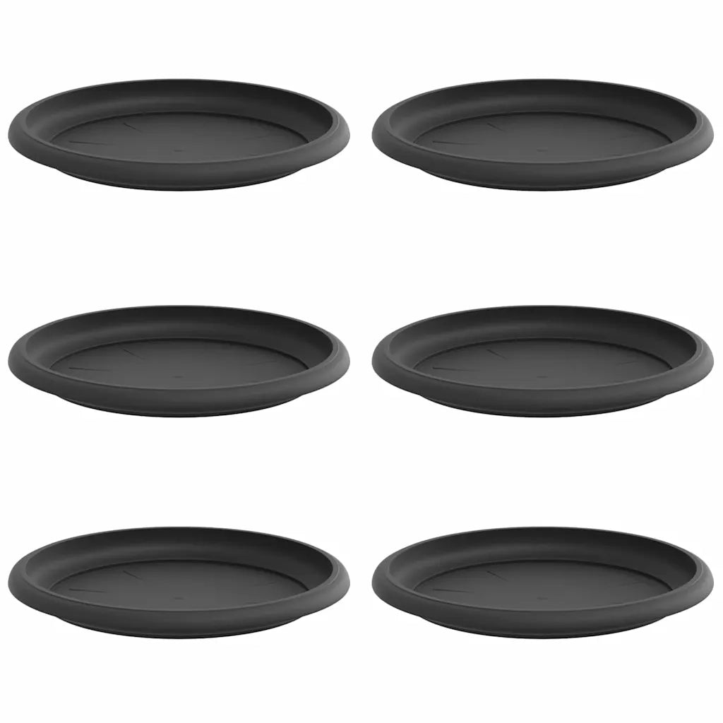 Vassoio Rotondo per Fiori 6 pz Nero ? 19 x 2 cm Plastica CFW2899345