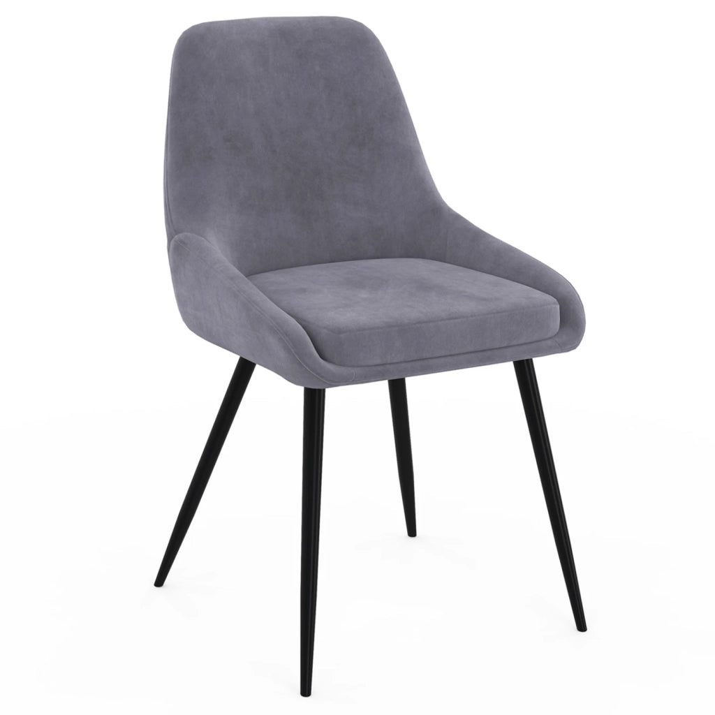 IDMarket - Set di 4 sedie THALYA in velluto grigio chiaro con braccioli