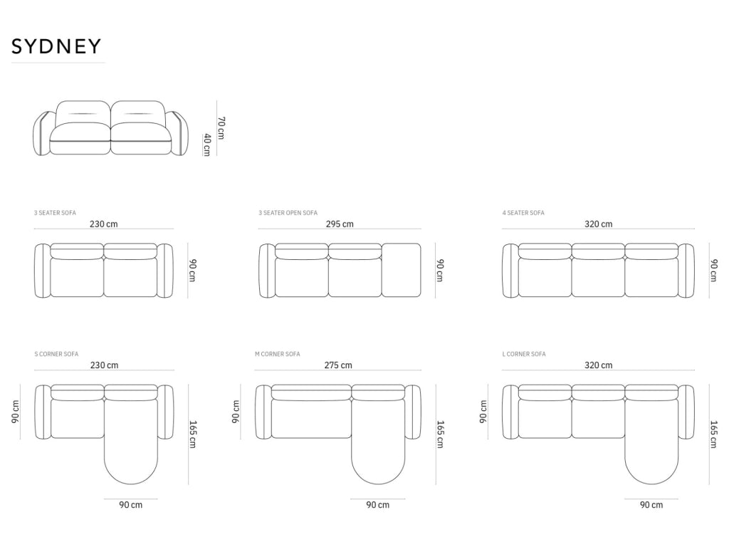 Cosmopolitan Design - Divano modulare "Sydney" 3 posti in velluto sabbia 