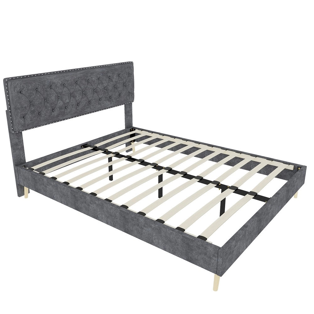 Letto Contenitore Imbottito ¨C MINIMAL ¨C Grigio 160x200 con Materasso