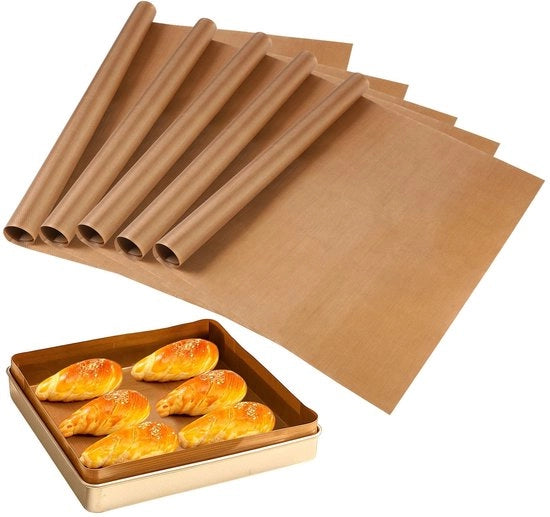 5 pezzi di carta da forno permanente per forno 40 x 60 cm, con superficie Teflon, per stirare abiti, carta da forno premium duratura, matita per griglia per forno, per stirare abiti, per trasferire immagini e altri progetti di fai da te