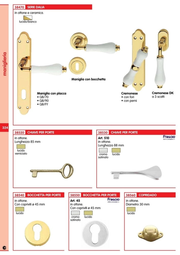 24pz copridado per porte oro lucido verniciato mm.30 cod:ferx.18054