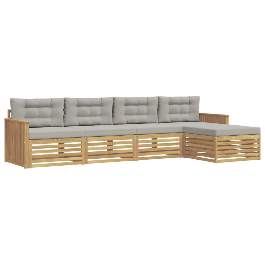 Set di divani da esterno 5 pcs Bianco e Grigio Chiaro 3390321