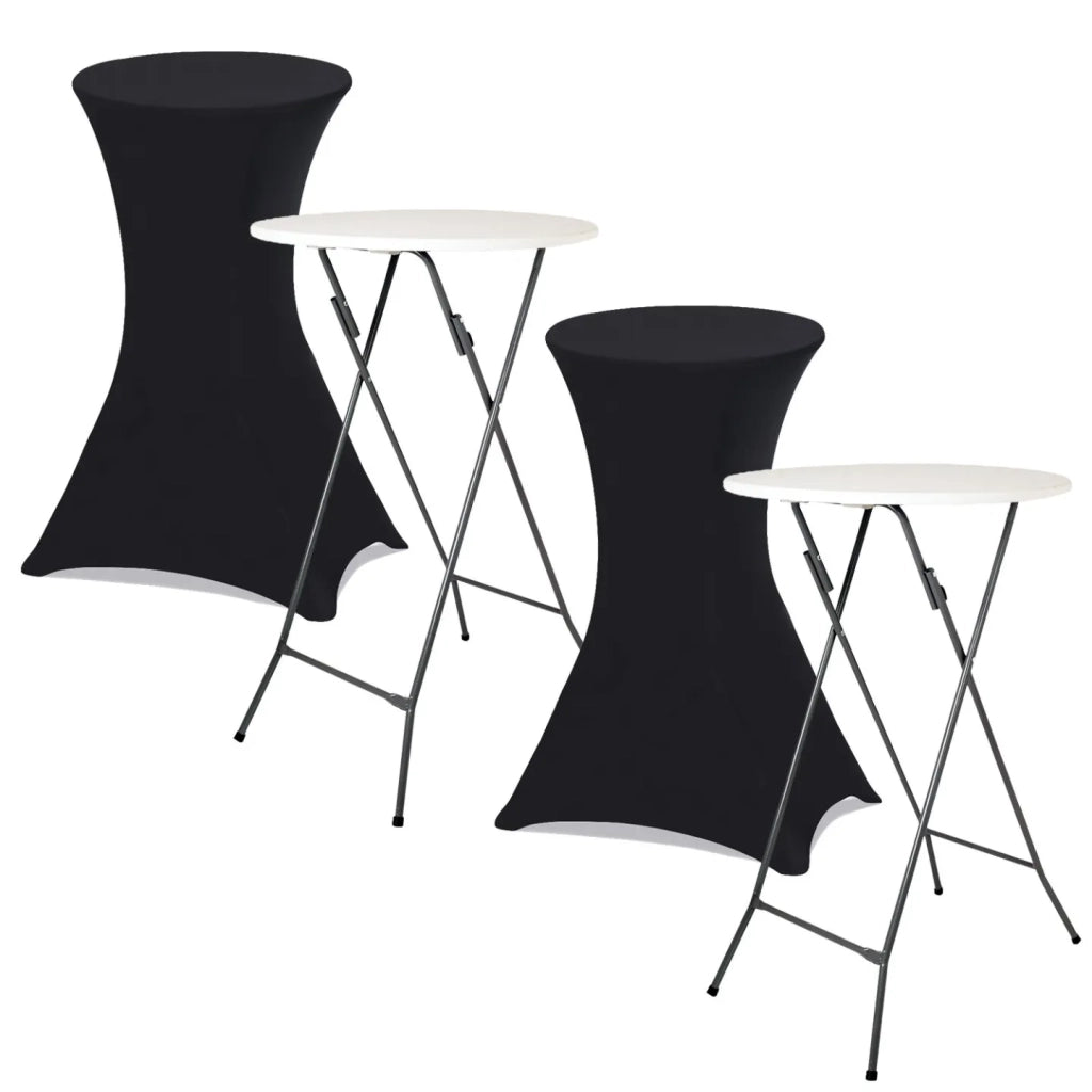 IDMarket - Set di 2 tavoli alti pieghevoli 105 CM e 2 coperture nere