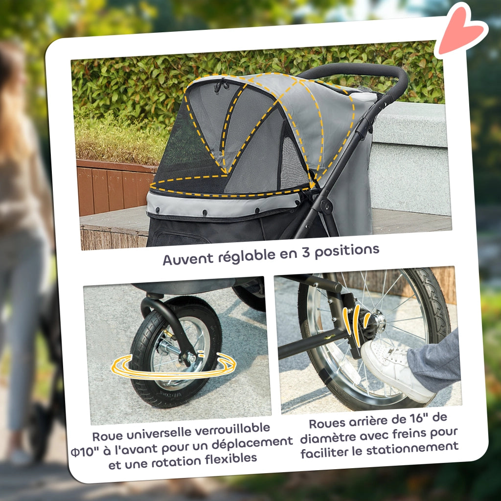 Carrello per cani pieghevole con cesto ¨C zephmum ¨C grigio