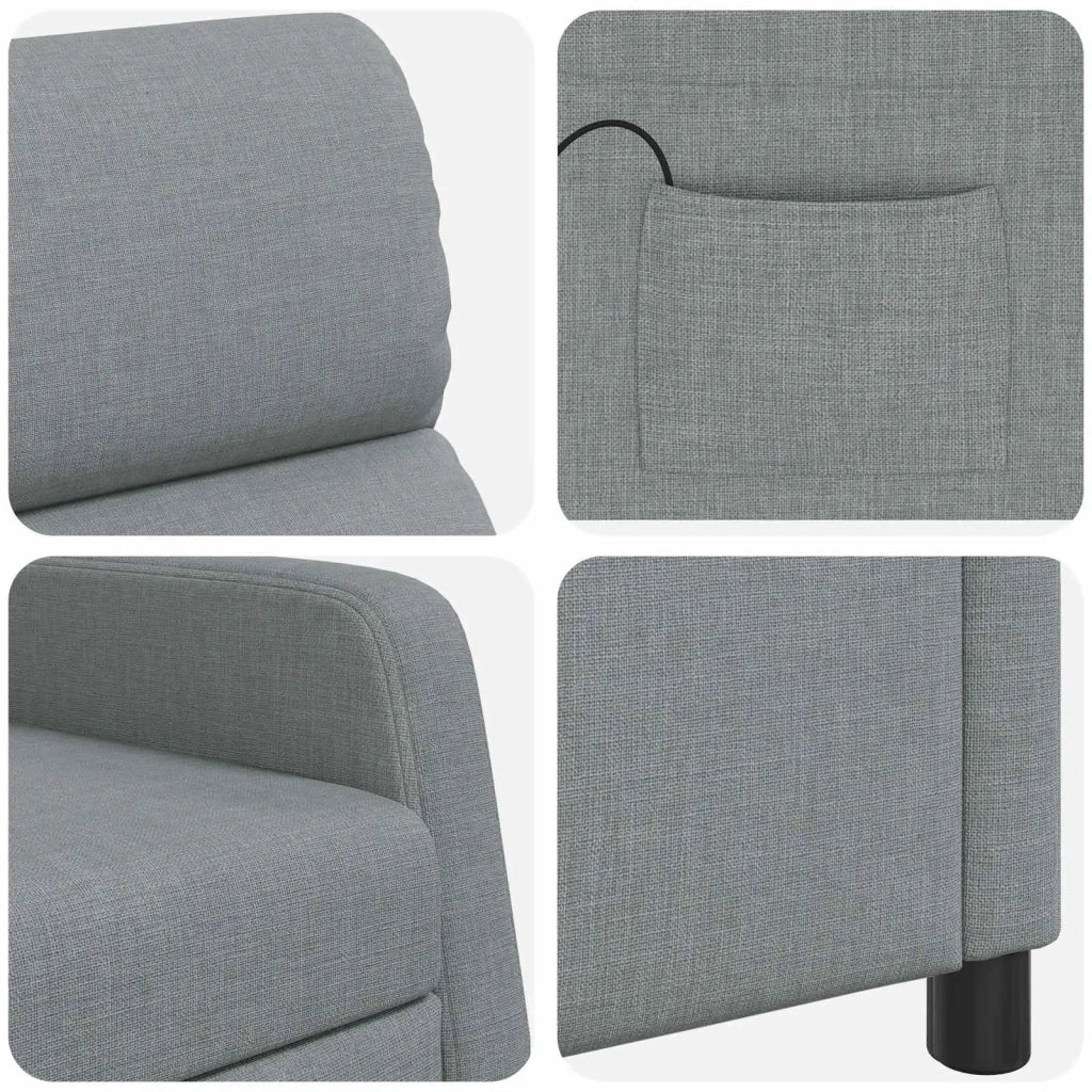Poltrona Massaggiante Grigio Chiaro Tessuto 42035097