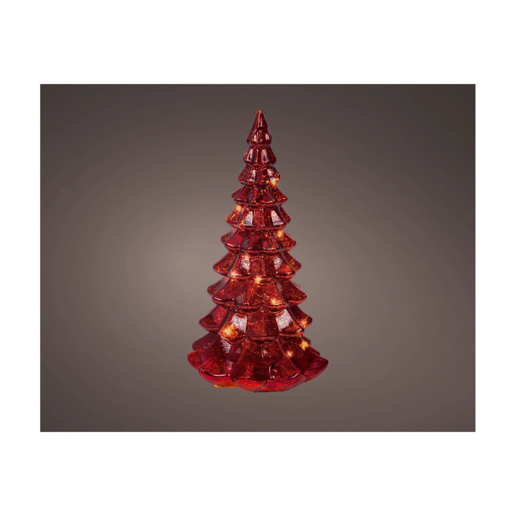 Albero Vt rosso c/LED d10x21cm