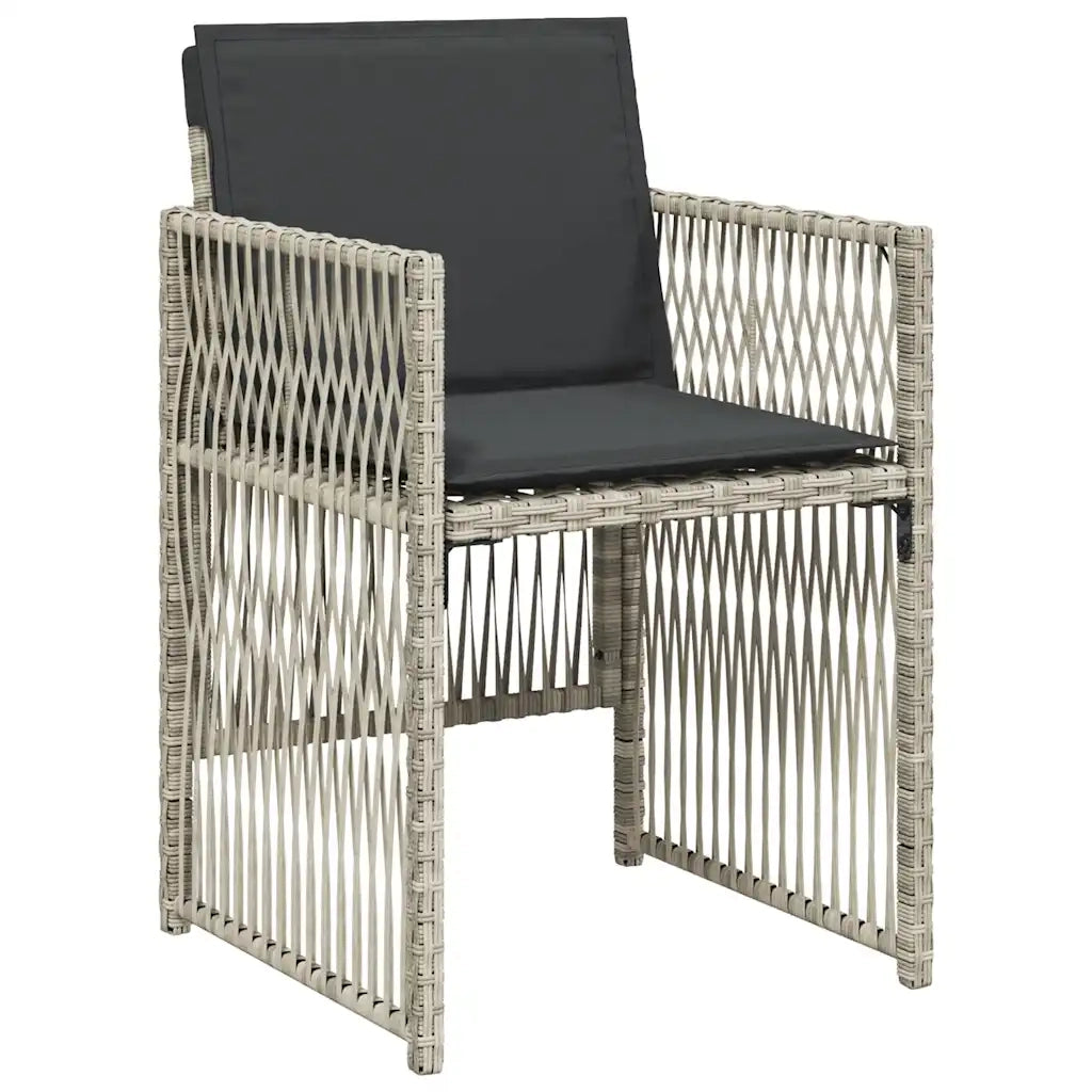 Set Pranzo da Giardino 9pz con Cuscini Grigio Chiaro Polyrattan 3210959