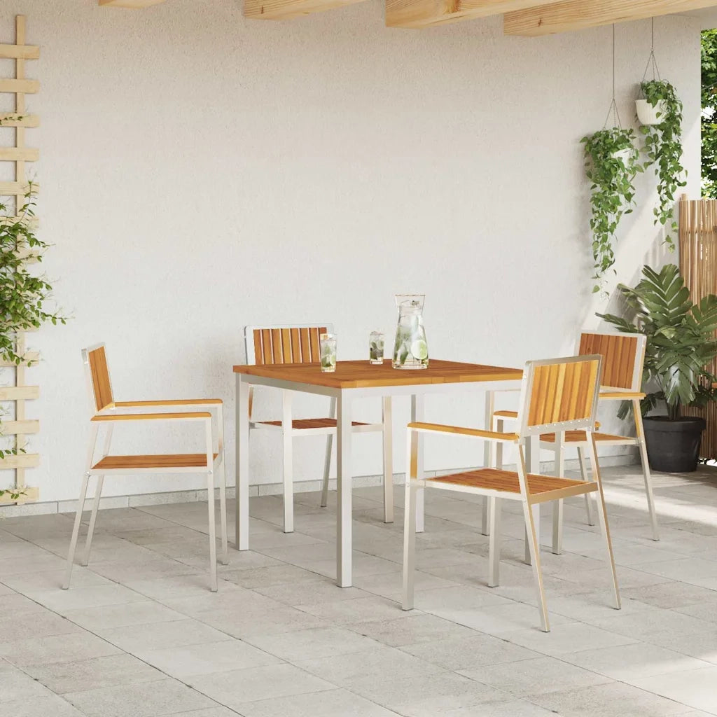 Sedia da Giardino 4 pcs Marrone Legno di Acacia Massello 42006202