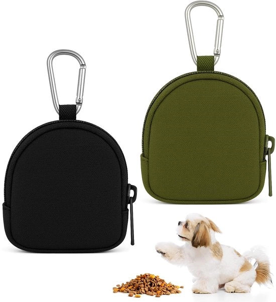 Zak per trattamenti per cani - Set pratico - Tasca per trattamenti con chiusura a cerniera - Tela Oxford - Dimensioni compatte 8,5 x 6,5 cm - Incluso gancio di fermaggio