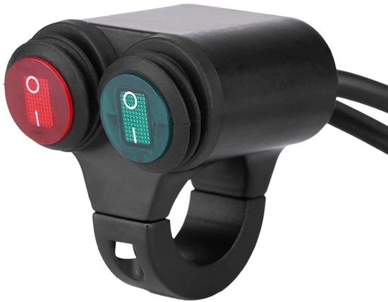 Interruttore ON Off per Motocicletta 22mm con Funzione Avviamento e Spegnimento, Comando Doppio per Fari, Frizione, Clacson e Fari Nebbia