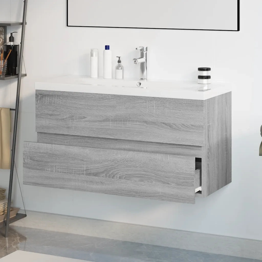Mobile Bagno e Lavabo Integrato Grigio Sonoma Legno Multistrato 3152883