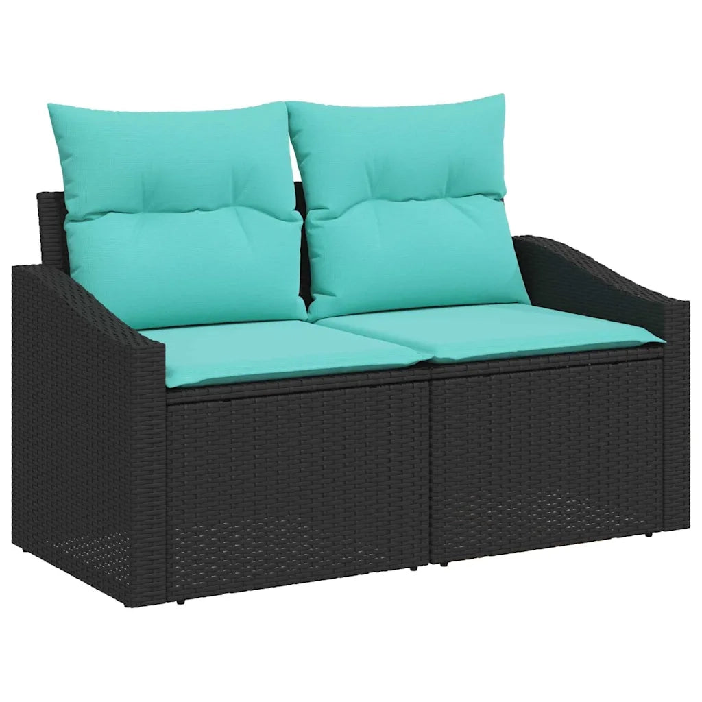 Set di divani con cuscino 6 pcs Nero polyrattan 3346696
