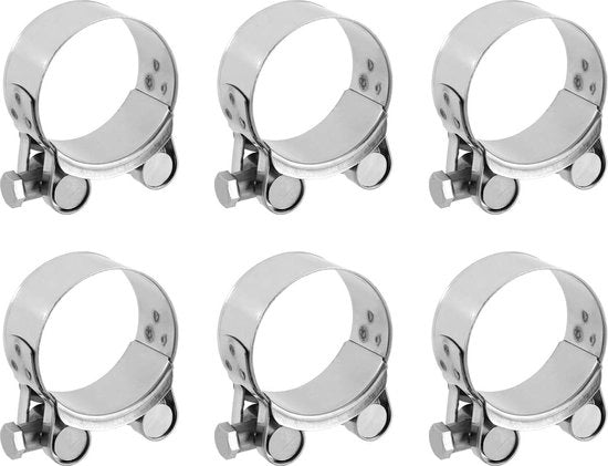 Ferraglie di guida in acciaio inossidabile 44-47mm - clip di sfogo per tubo - tubo di scarico turbo per moto - banda di scarico sottile - clip di sfogo - 6 pezzi