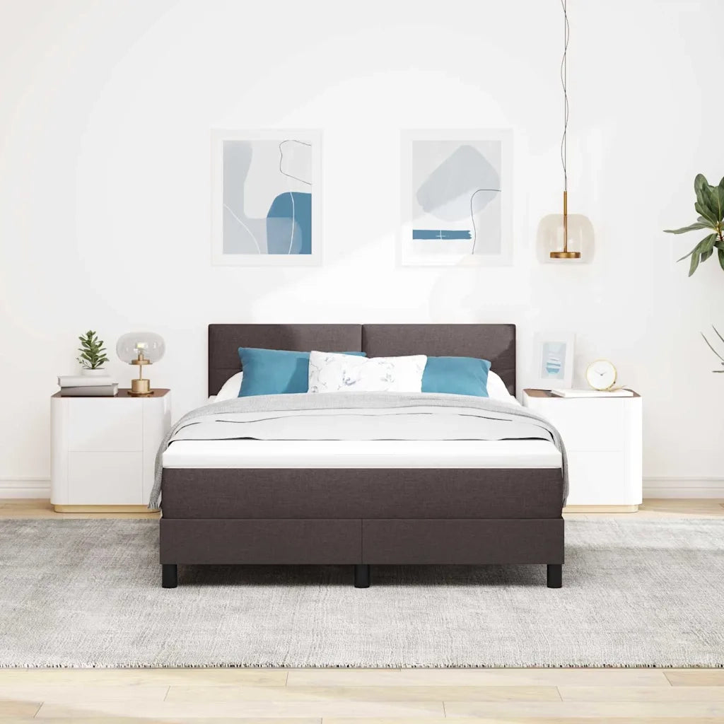 Letto a molle con testiera Marrone Scuro 140 x 190 cm Tessuto 3338688