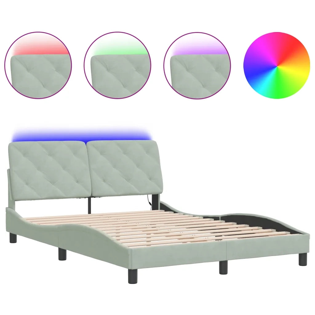 Giroletto con LED senza Materasso Grigio Chiaro 120x200 cm in Velluto 3213843