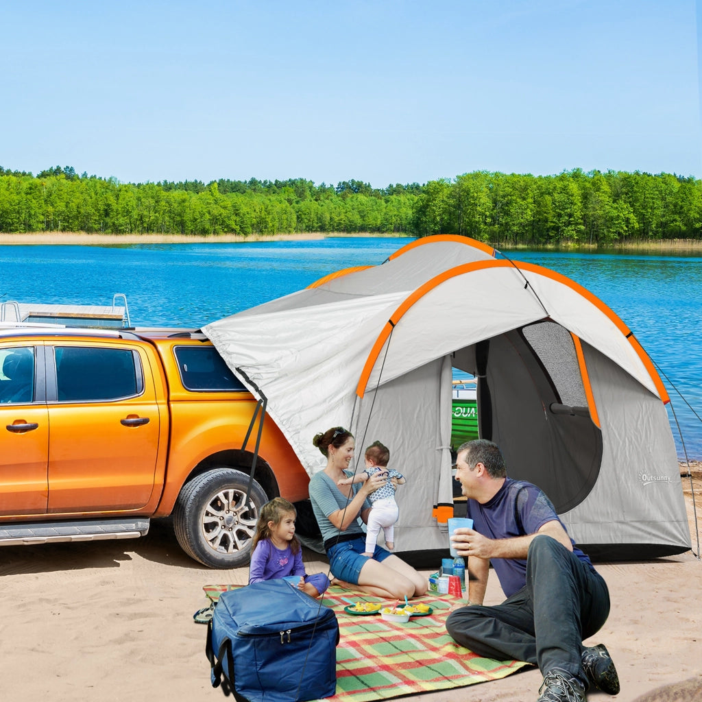 Tenda Garage Auto Impermeabile ¨C Xylo ¨C 3 Porte, PE Poliestere Fibra Vetro, 239x210x210 cm, Grigio Arancione